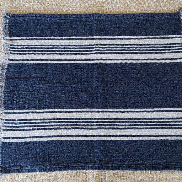 Mud Pie Navy & White Set of 2 Napkins Farmhouse Cotton - Picture 3 of 6